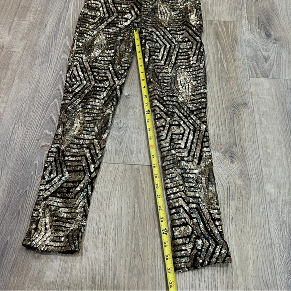 Forever 21 Gold sequins sexy skinny leggings pants size small party cocktails - Picture 11 of 12